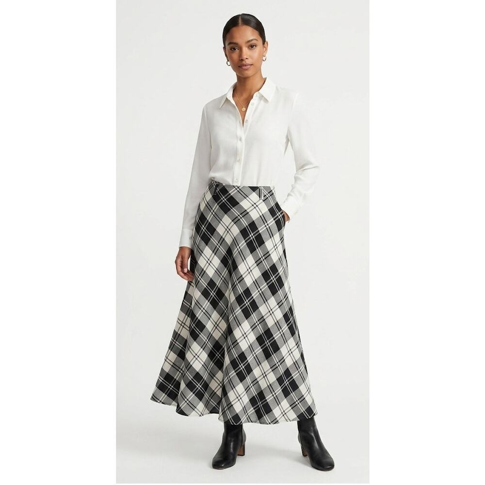 NYCC Women Size 6 Small 90's Grunge Style Plaid Checkered Bias Cut Maxi Skirt